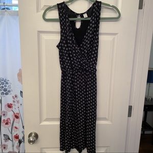 Faux-wrap navy and white dress | Old Navy